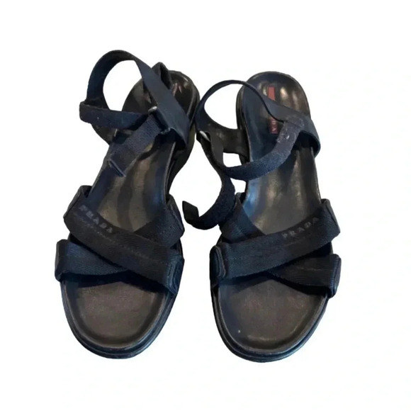 Prada Shoes - Prada Black Leather Sandals - Iconic Vintage Find